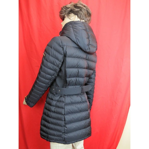 $1150 BURBERRY HARROWDEN BLUE HOODED BELTED QUILTED DOWN PARKA COAT JACKET L - Picture 10 of 12